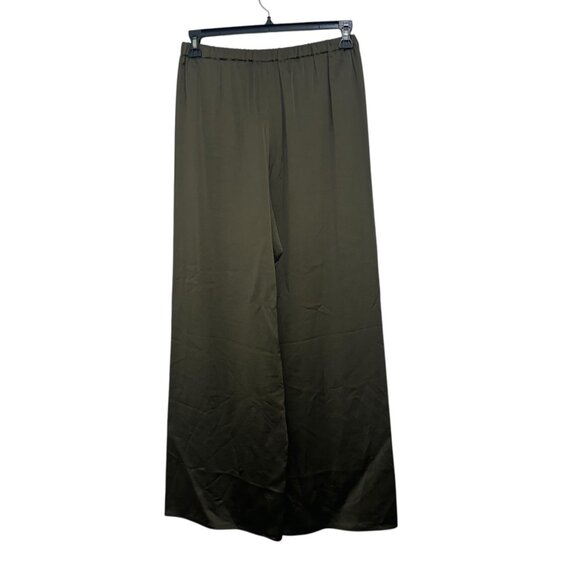 Jenni Kayne Dark Olive Silky Wide-Leg Elastic Waist Pants Women SZ Small Pull on - Picture 8 of 12